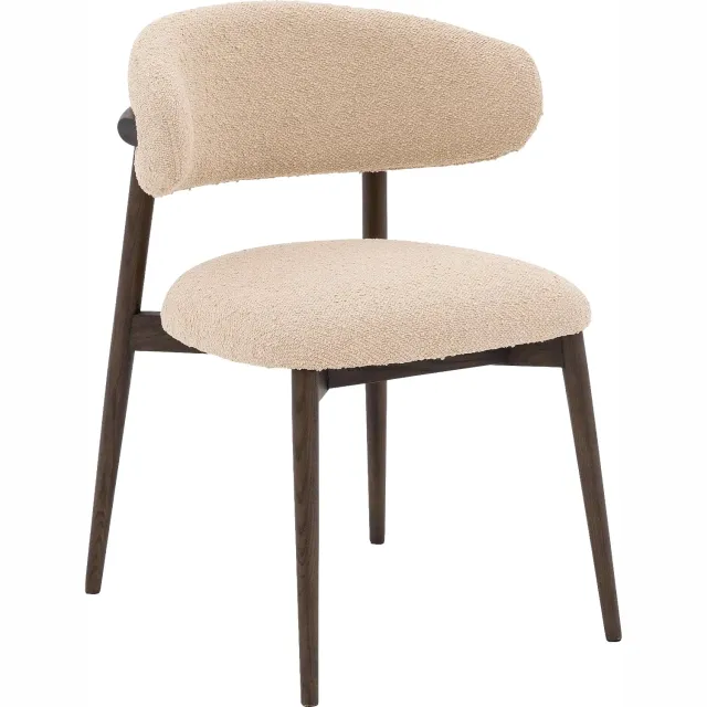 Goossens Eetkamerstoel Diede met Massief Houten Frame beige stof leuning, stijlvol landelijk