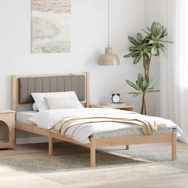 vidaXL Bedframe met Gevoerd Hoofdgedeelte Taupe 100 x 200 cm Bruin