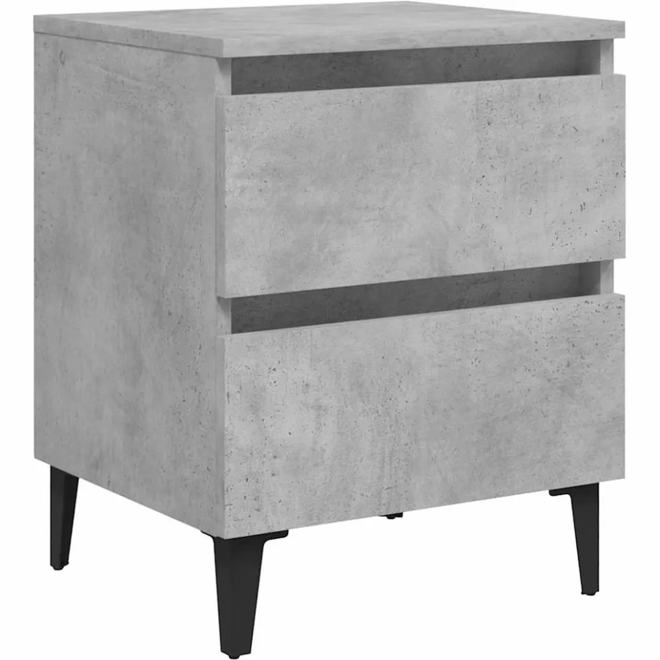 vidaXL Nachtkastjes 2 st 40x35x50 cm bewerkt hout betongrijs grijs, foto 3