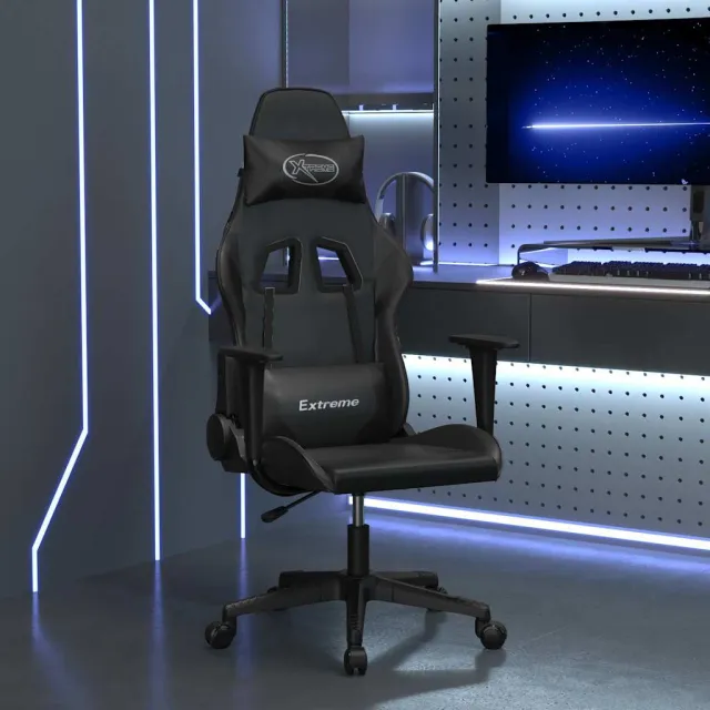 vidaXL Massage gamestoel kunstleer zwart, foto 2