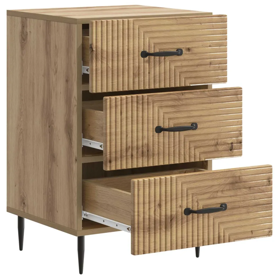 vidaXL Nachtkastje Artisanaal eiken 43 x 41 x 66,5 cm Bewerkt hout, foto 3