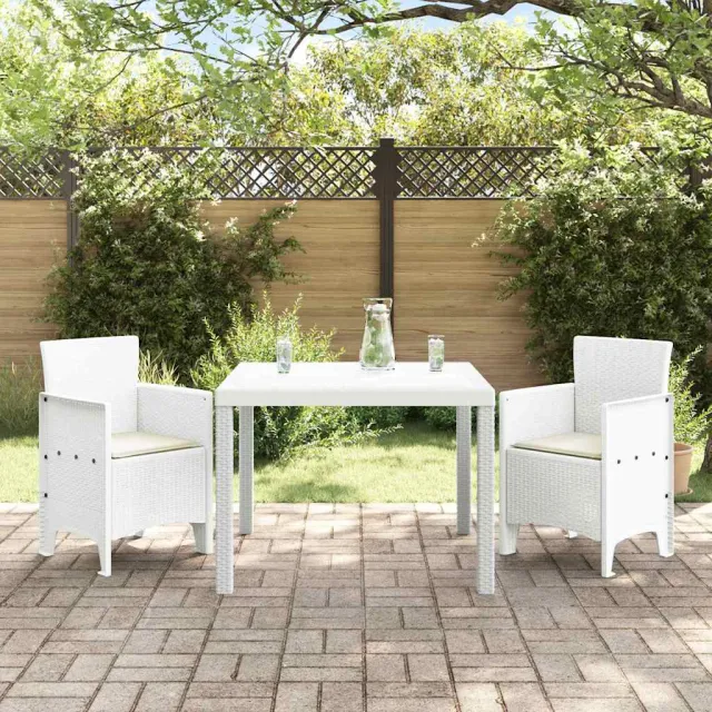 vidaXL Tuin Eetset 3 st Wit Polypropyleen, foto 2