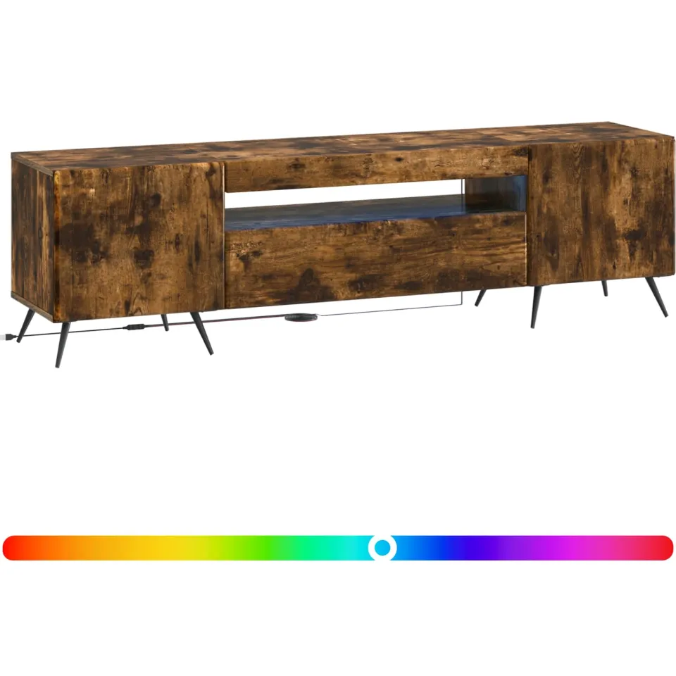 vidaXL LED tv-meubel Gerookt eiken Bewerkt hout, foto 3