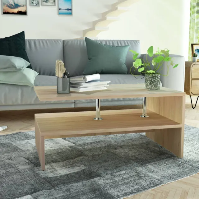 vidaXL Salontafel 90x59x42 cm bewerkt hout eikenkleurig, foto 2