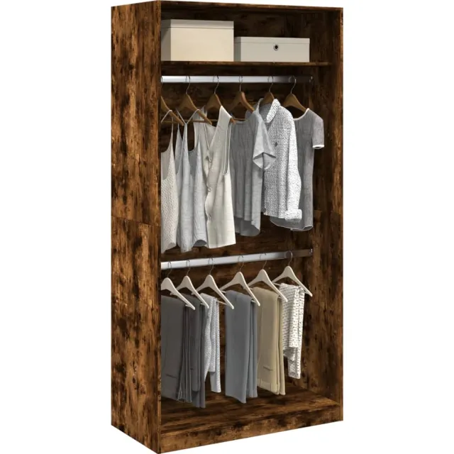 vidaXL Kledingkast 100x50x200 cm bewerkt hout gerookt eikenkleurig Bruin