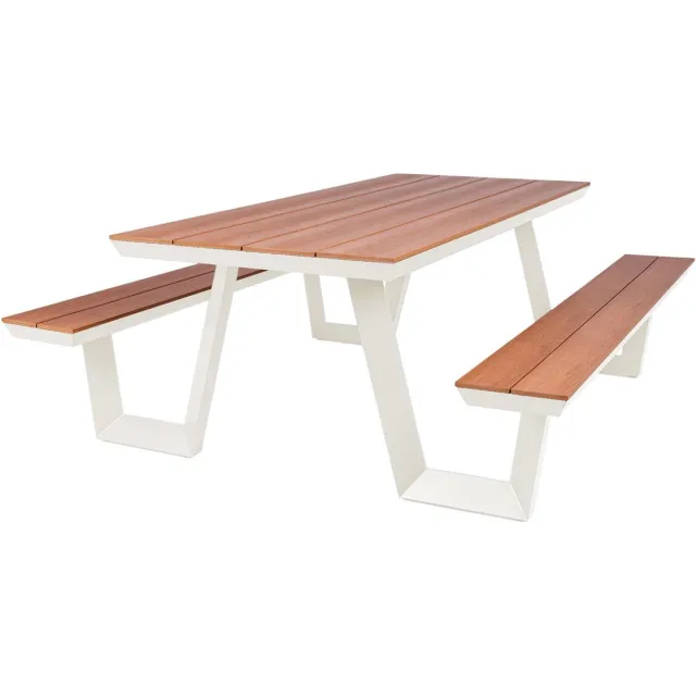 MaximaVida aluminium picknicktafel Bermuda 200 cm ivoor