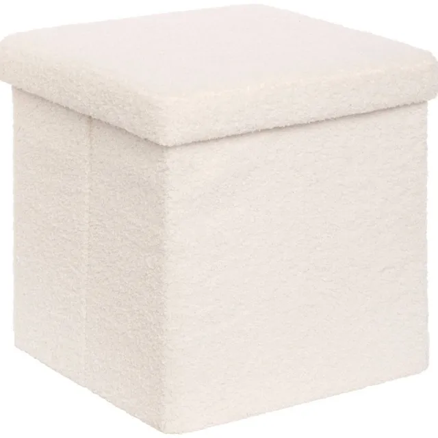 Atmosphera Créateur d'intérieur® Opvouwbare poef met opbergruimte van bouclette-stof JAIKO Blanc