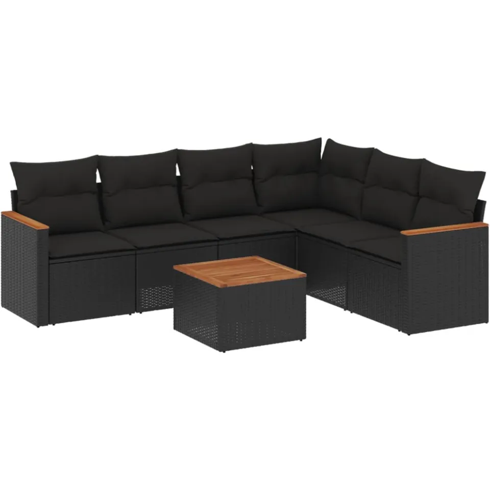 vidaXL Patio Sofa Set 6-zits Black, foto 3
