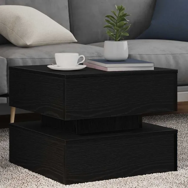 vidaXL Salontafel met LED-verlichting 50x50x40 cm zwart eikenkleurig, foto 2