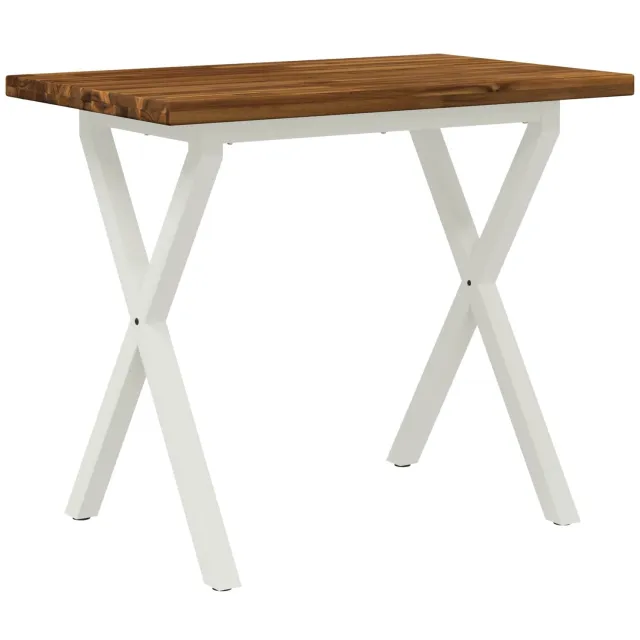 vidaXL Vierkante - Eettafel - 90 - x - 55 - x - 75 - cm - Massief - Acacia - Hout Natuurlijk en Wit