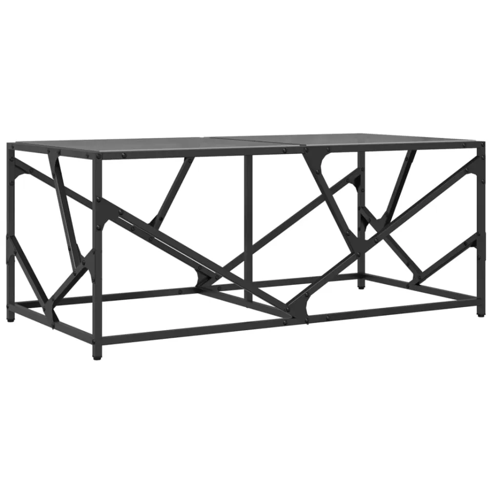 vidaXL Salontafel met zwart glazen blad 98,5x50x41 cm staal, foto 4