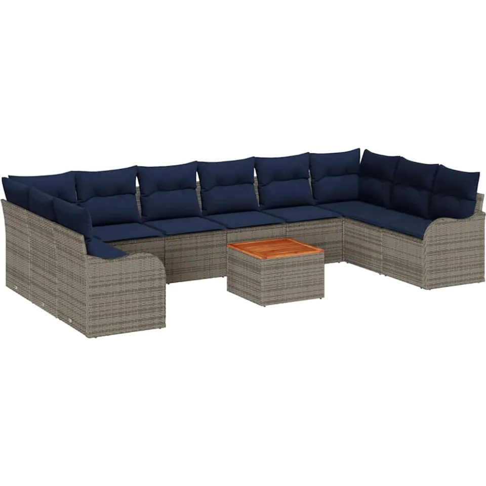 vidaXL Tuinbankenset 11 st Grijs poly rattan