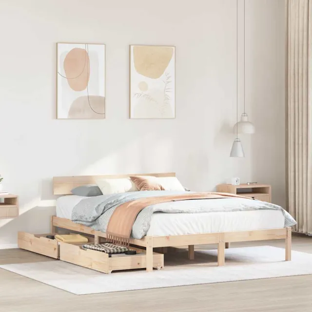 vidaXL Bedframe zonder matras massief grenenhout 120x190 cm Bruin