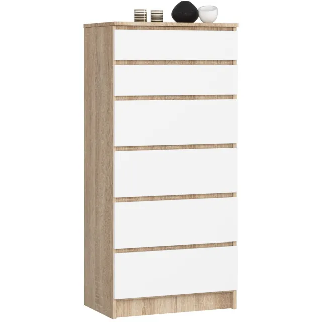 Ladekast K60 met 6 Lades / AKORD Furniture Factory / Sonoma Eik - Wit / 60 x 130 x 40 cm