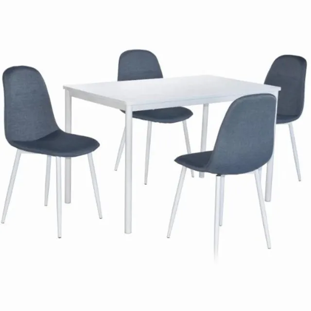 poldimar Tafelset met stoelen Catania | Eettafel en vier stoelen | Wit-blauw