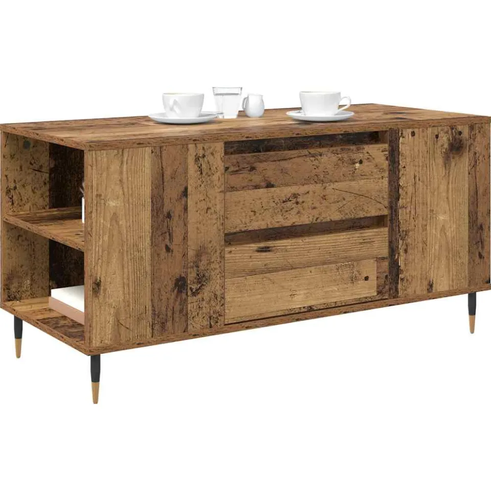 vidaXL Salontafel Oud Hout 102 x 44,5 x 50 cm Bewerkt hout Bruin