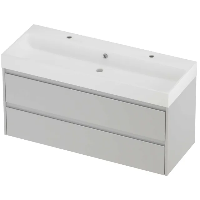Proline Podium Badmeubelset Polystone Loft 2 Gaten 120x46x62 cm Mat White Glans Wit