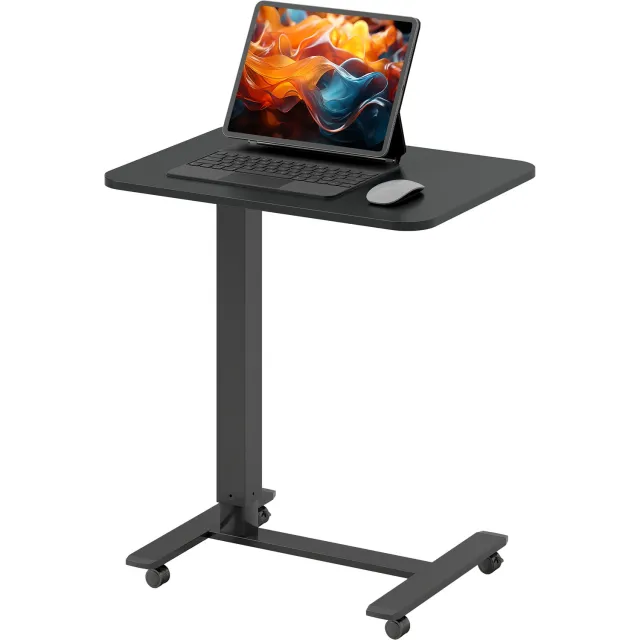 Lunpog Bureau op wielen - Computerbureau - Verrijdbaar laptopbureau - 65 x 48 x 73 x 110 cm - Zwart Schwarz
