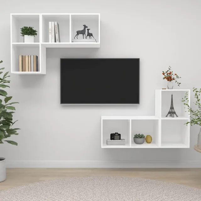vidaXL Tv-wandmeubelen 4 st bewerkt hout wit, foto 2