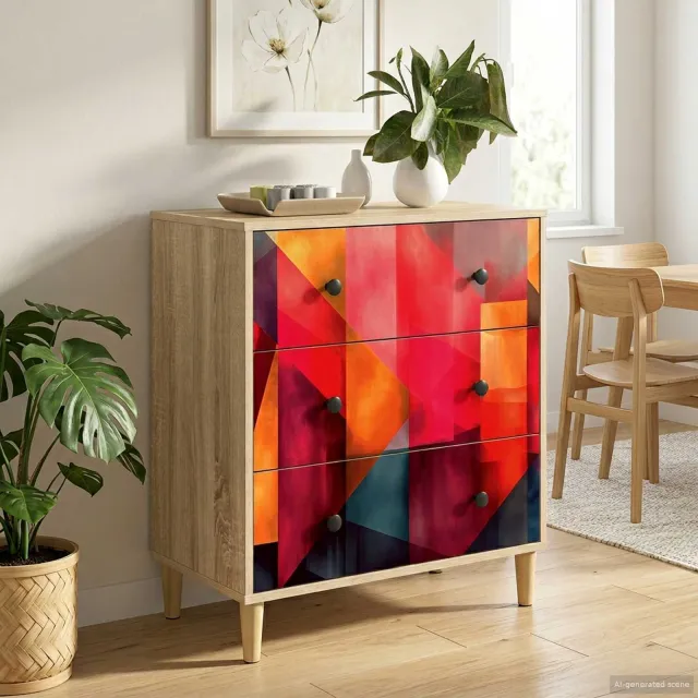 vidaXL Ladekast HEESCH Kleurblokprint 66 x 36,5 x 75 cm Bewerkt hout Bruin