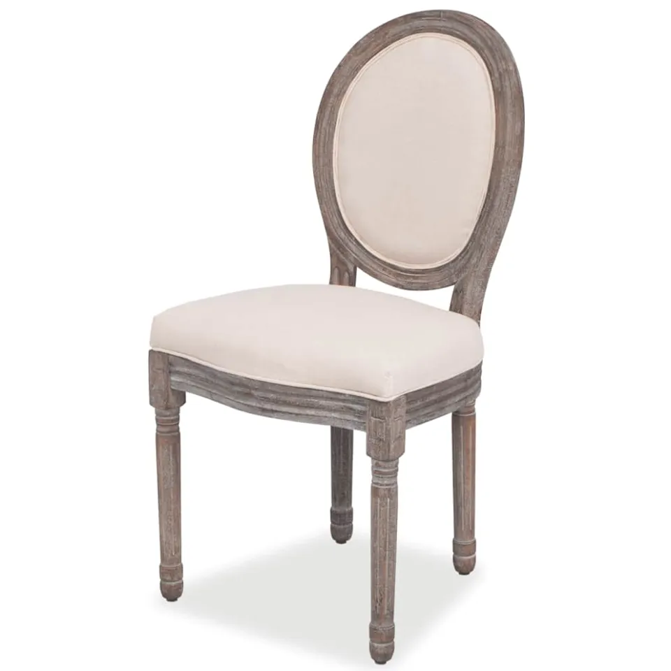 vidaXL Eetkamerstoelen 2 st stof crèmekleurig, foto 2