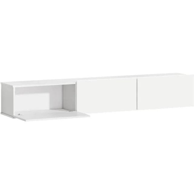 Clruro Tv-meubel - 180 cm Breed - Wandmodel - met 3 Laden - Spaanplaat - Wit