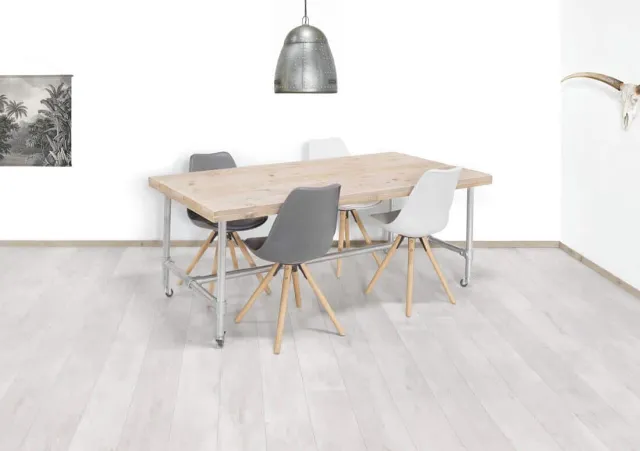 NordXL Steigerhouten tafel Hermon met steigerbuizen onderstel