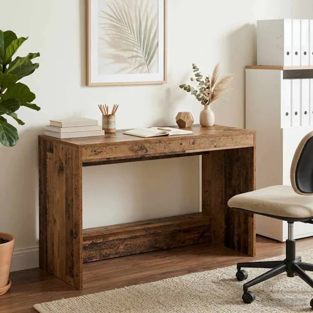 vidaXL Bed Bureau Oud hout Bewerkt hout 100 x 45 x 75 cm bruin
