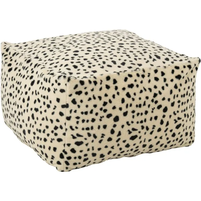 J-Line Poef met dalmatiërmotief - polyester - wit/zwart