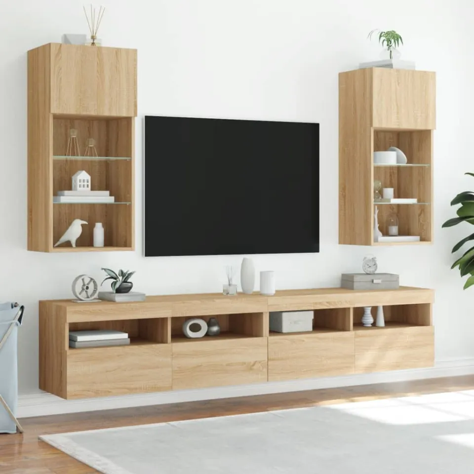 vidaXL Tv-meubel met LED-verlichting 40,5x30x90 cm sonoma eikenkleurig, foto 2