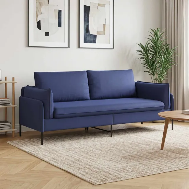 vidaXL 3-Zits Bank Politieblauw 222 x 81 x 89 cm fluweel Middernachtblauw
