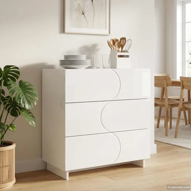 vidaXL Dressoir Hoogglans Wit 70 x 38 x 75 cm Bewerkt hout
