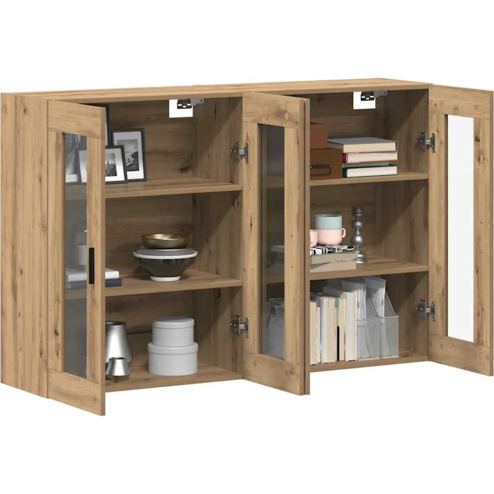 vidaXL Wandgemonteerde Kasten 2 st artisanaal eikenkleurig Bruin