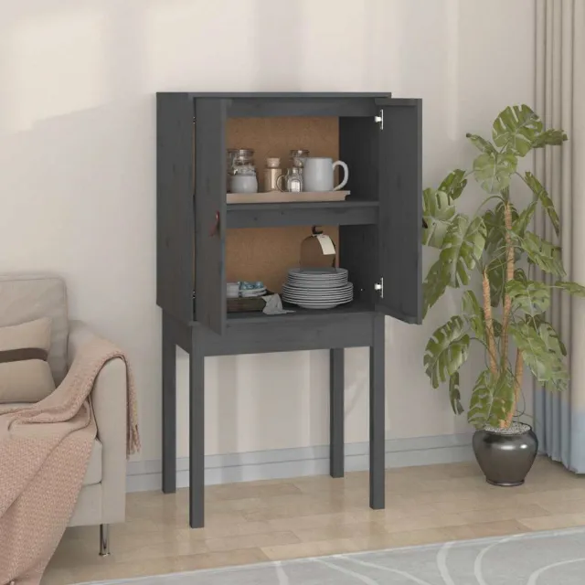 vidaXL Hoge kast 60x40x120 cm massief grenenhout grijs, foto 2