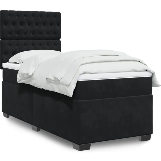 vidaXL Boxspring met matras fluweel zwart 100x200 cm