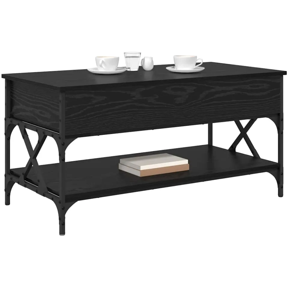 vidaXL Salontafel Zwart Eiken 100 x 50 x 50 cm Bewerkt hout