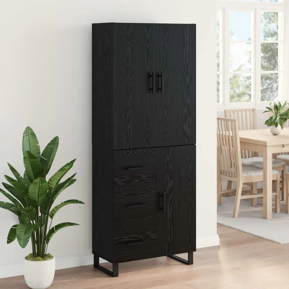 vidaXL Hoge kast 2 st Zwart Eiken 69,5 x 34 x 180 cm, foto 4