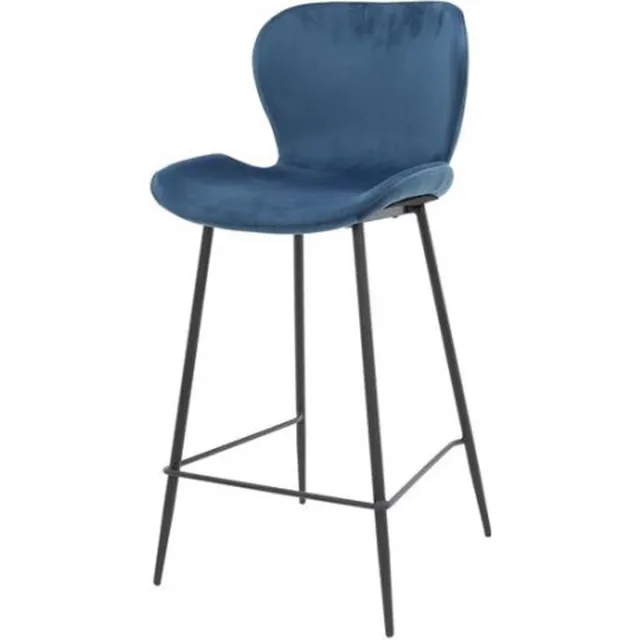 Meubelplaats Barstoel Justin velvet - Blauw | Meubelplaats - barstoelen set van 4 Blauw velours