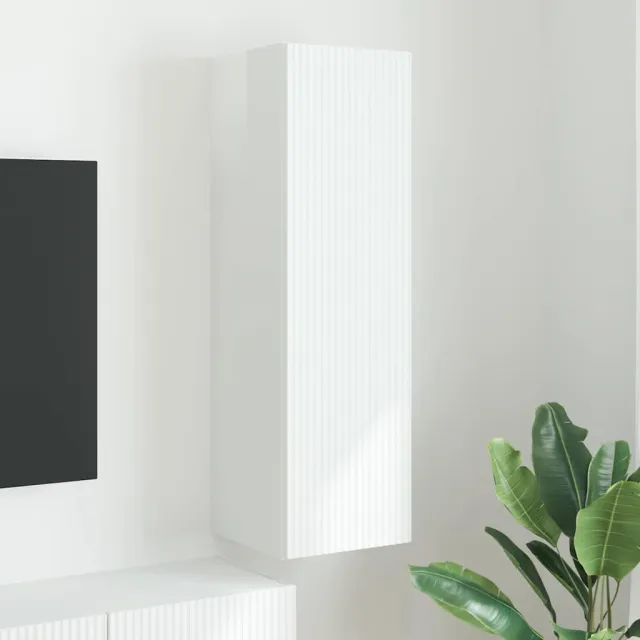 vidaXL TV Wandkast 30 x 31 x 100 cm Glanzend Wit Bewerkt hout, foto 2