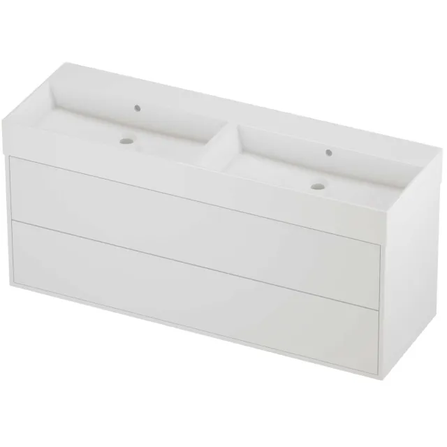 Proline Zara Badmeubelset Porselein Loft Dubbel 140x46x65 cm Glans Wit Mat White Mat Wit