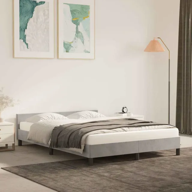 vidaXL Bedframe zonder matras 140x200 cm fluweel lichtgrijs
