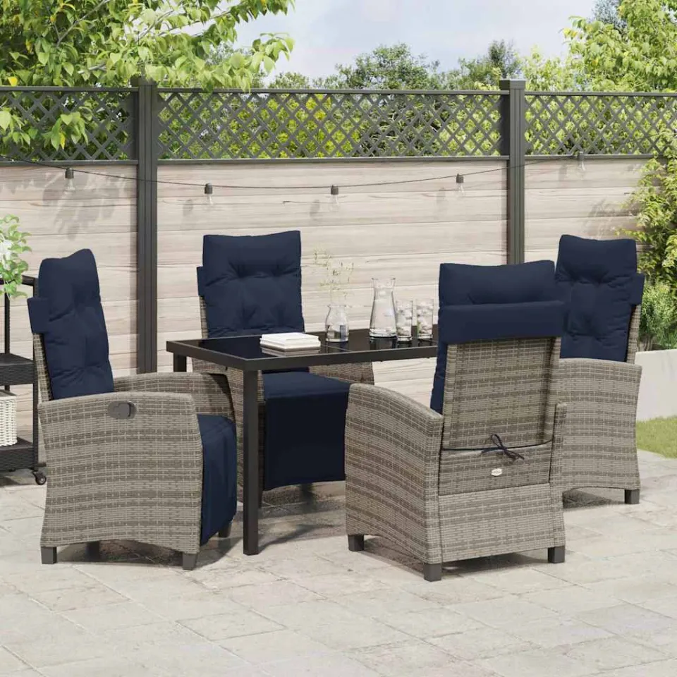 vidaXL Tuin eettafelset 5 st Grijs poly rattan, foto 3