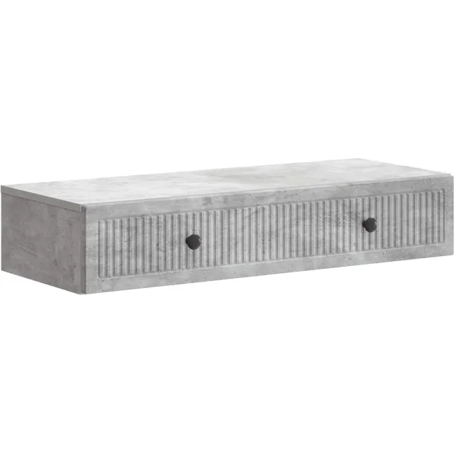 vidaXL Wandgemonteerde - Zijtafel - 87,5 - x - 34,5 - x - 17 - cm - Bewerkt - hout Betongrijs