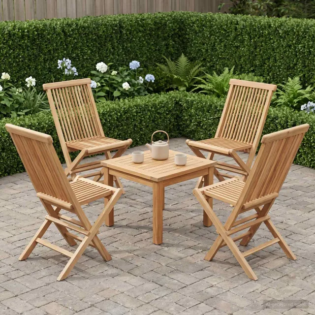 vidaXL Opvouwbare Tuinstoel 4 st Naturel Massief Teakhout Bruin