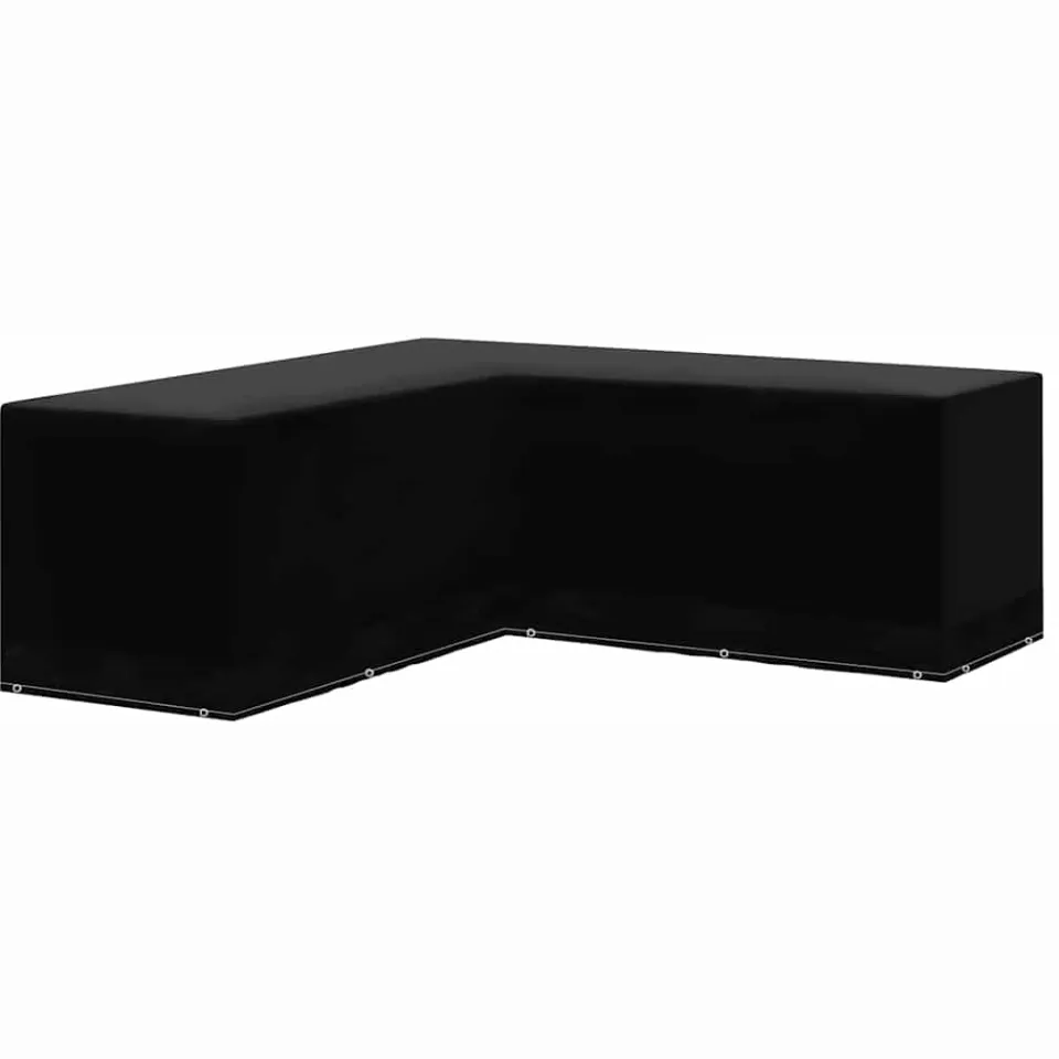 vidaXL Tuinmeubelhoezen 2 st L-vormig 12 oogjes 250x250x90 cm zwart, foto 2