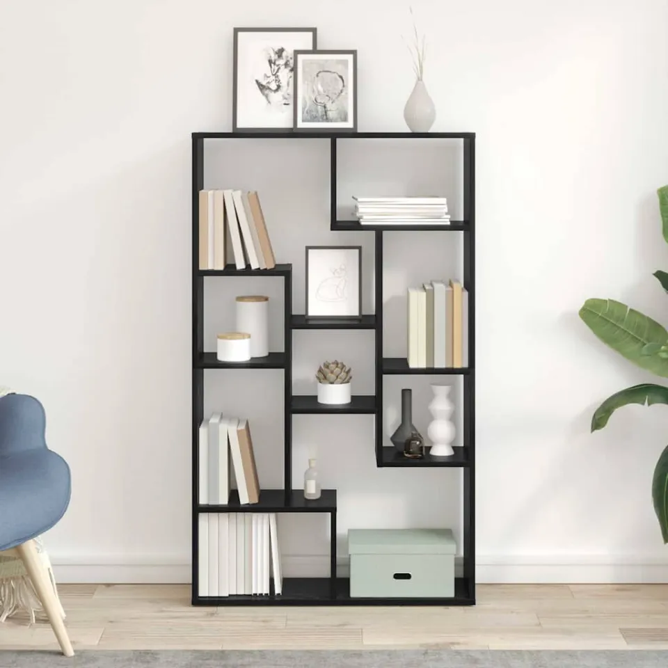 vidaXL Boekenkast 8-laags 72 x 20 x 120,5 cm Bewerkt hout Zwart Eiken, foto 4