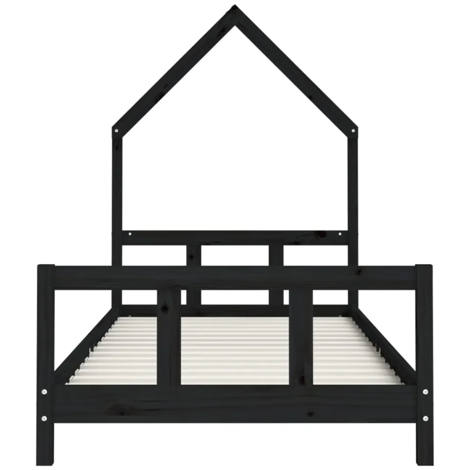 vidaXL Kinderbedframe 90x190 cm massief grenenhout zwart, foto 3