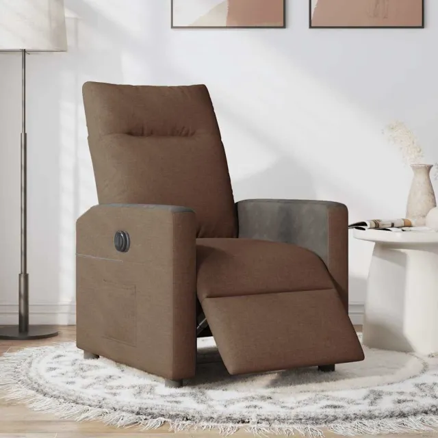vidaXL Fauteuil verstelbaar elektrisch stof bruin