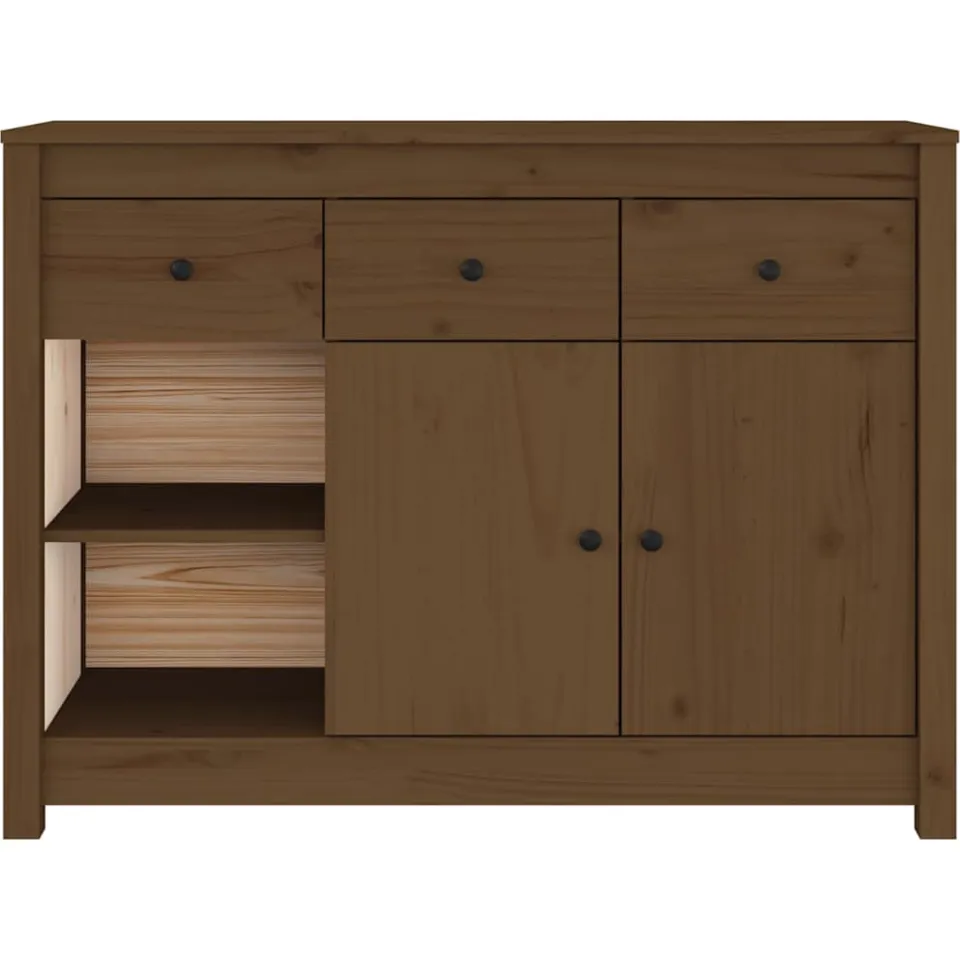 vidaXL Dressoir 100x35x74 cm massief grenenhout honingbruin bruin, foto 4