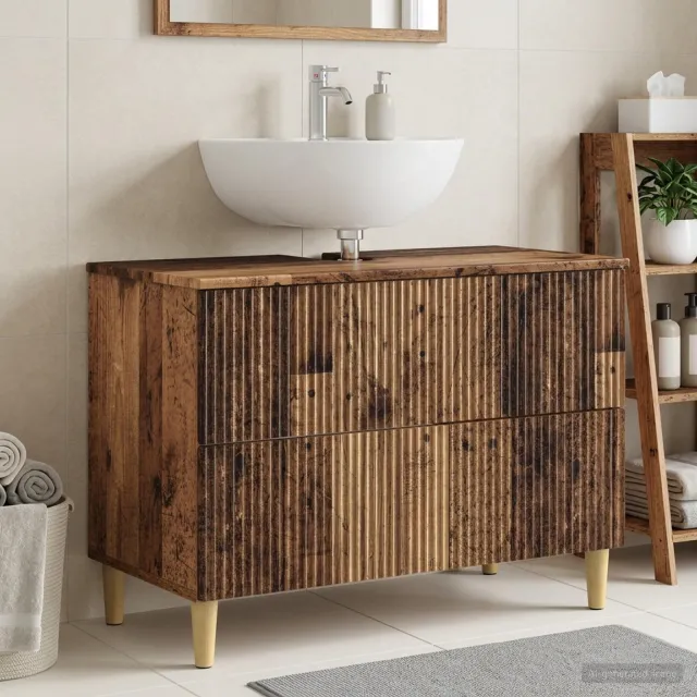 vidaXL Badkamer wastafelkast ARNHEM Oud hout 82 x 41 x 59 cm Bruin